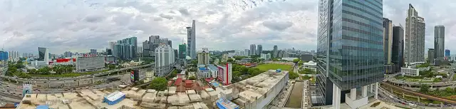Panoramic photograph from Level 10, looking out over the city.