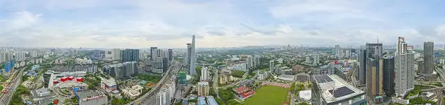 Panoramic photograph from Level 50, looking out over the city.