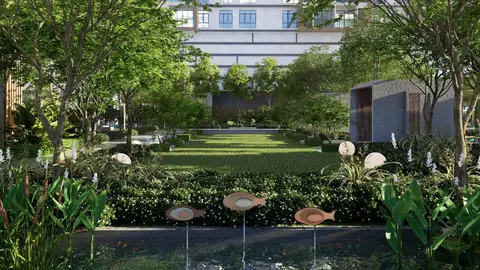 Artist's impression of the party lawn on Level 8.