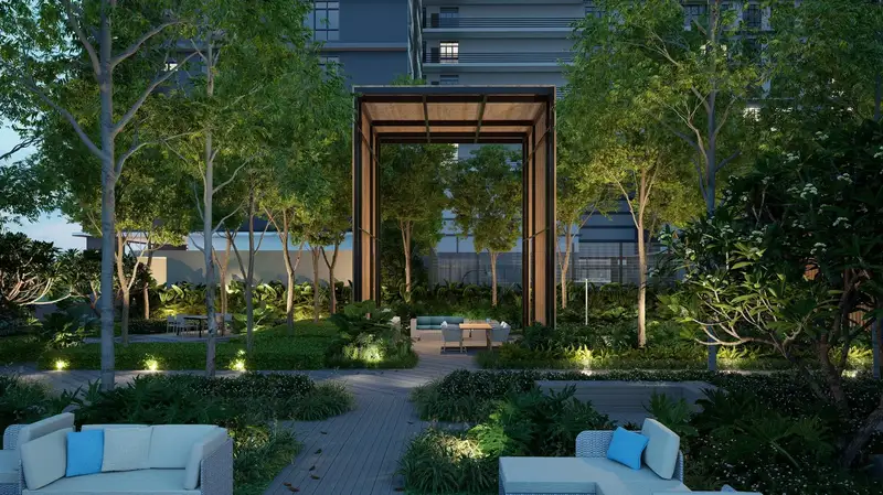 Dining pavilions on Level 8.