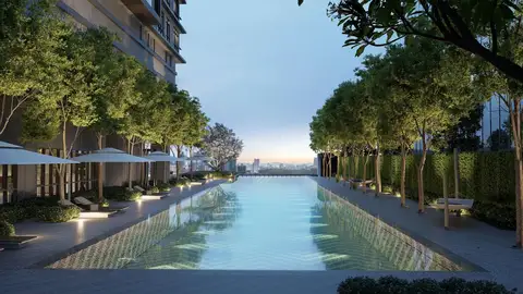 Artist's impression of Aqua Elevé, the 50-metre infinity lap pool on Level 8.
